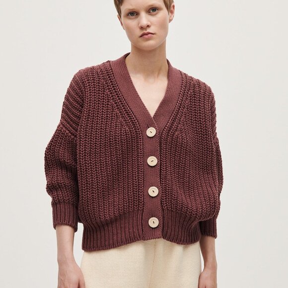 Babaa Sweaters - Babaa Cardigan No18 in Black Cherry
